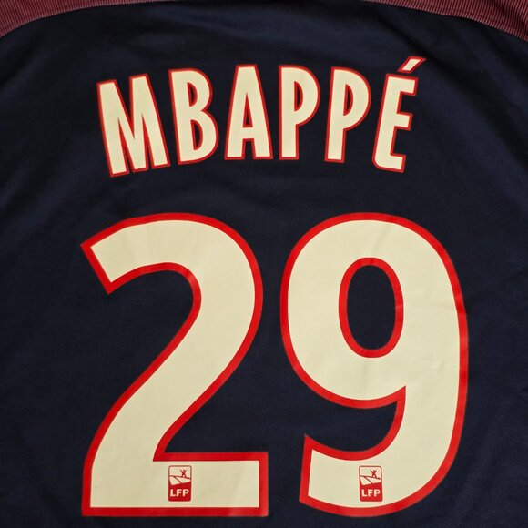 Paris Saint Germain Jersey Mens XL Blue Nike Dri Fit Ligue 1 Soccer Mbappe 29 - Picture 12 of 13